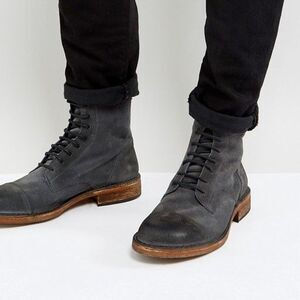 Diesel Mens Pit Chukka Boots Dark Gray Leather Suede Lace Shoes Western Sz 10